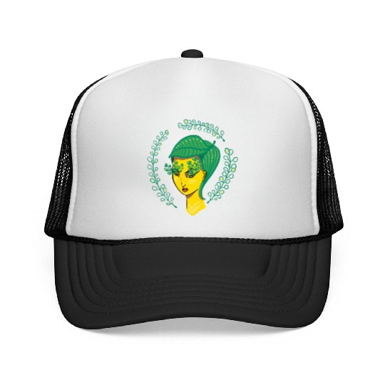 Hello Spring Green Witch Mother Nature Trucker Caps
