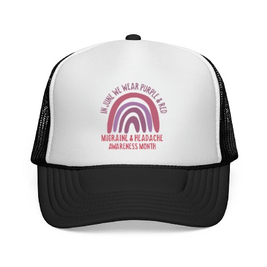 In June We Wear Purple & Red, Migraine & Headache Trucker Caps