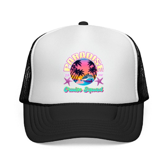 Paradise Cruise Squad: 80's Miami Cruise Ship Trucker Caps