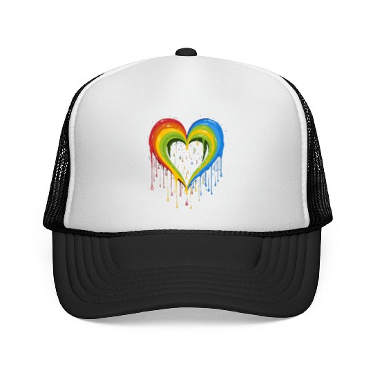 Love is Universal: LGBTQ+ Rainbow Heart, Trucker Caps