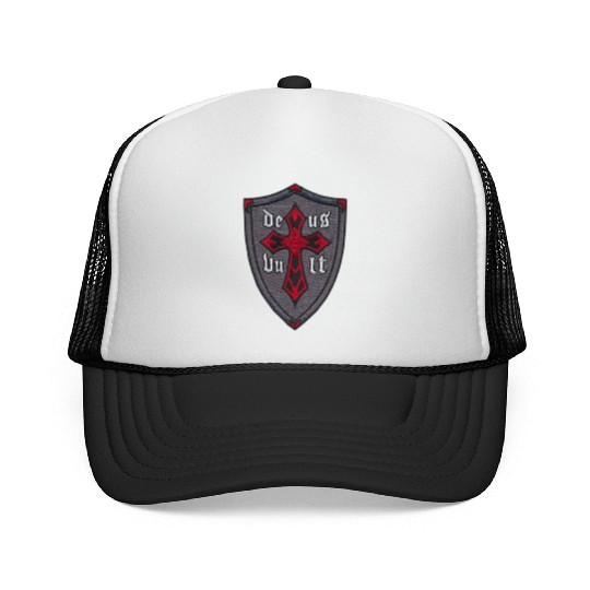 Deus Vult Cross on Shield Trucker Caps