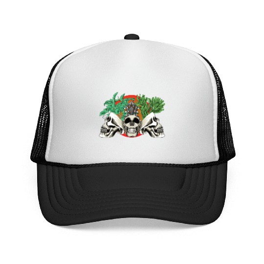 Skull Plant of the blood moon night light Trucker Caps