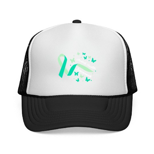 Peace Love Mental Health Awareness Green Trucker Caps