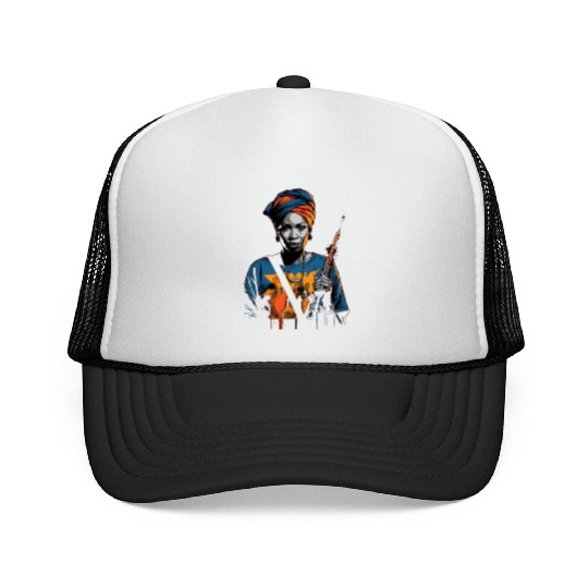 African American Nurse Afro Woman Syringe Nursing Trucker Caps