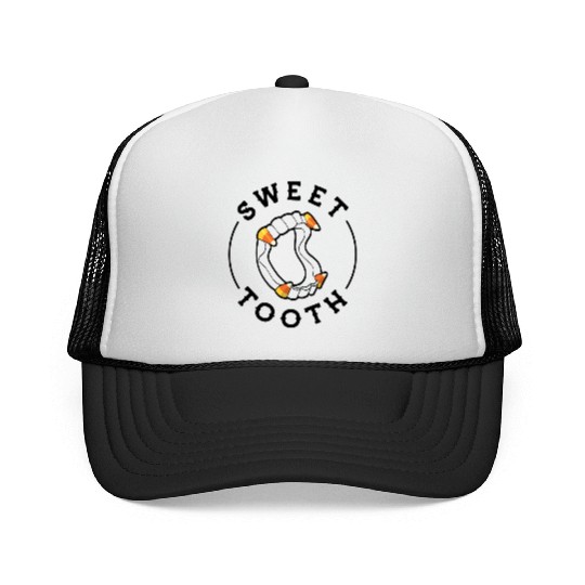 Halloween Candy Corn Fangs Sweet Tooth Trucker Caps