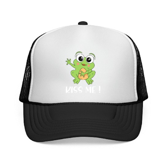 Cartoon Kids Frog I Kiss Me Frog Motif 1 Trucker Caps