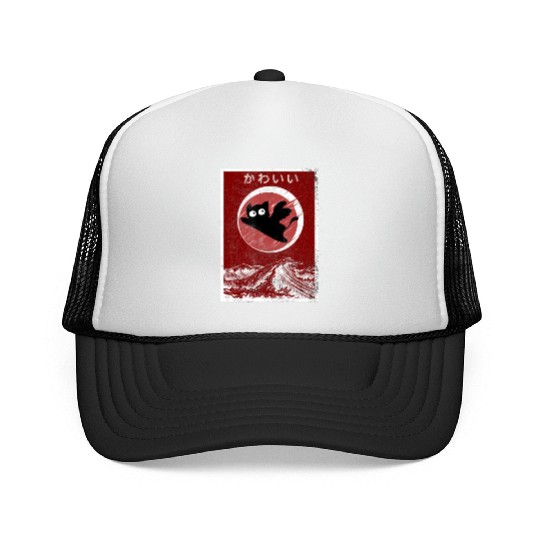 Kawaii Cat Japanese Black Anime Cat Trucker Caps