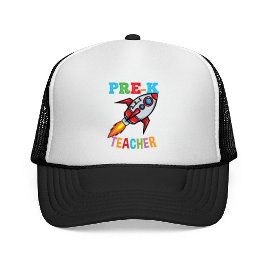 Space Pre K Teacher Preschool Back To School Trucker Caps
