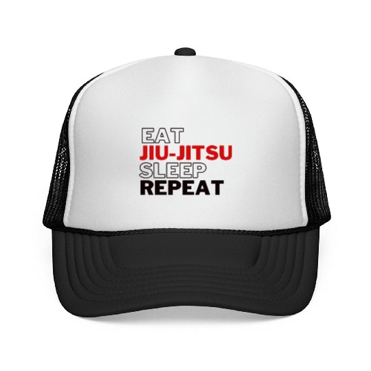 Funny Eat Jiu Jitsu Sleep Repeat Trucker Caps