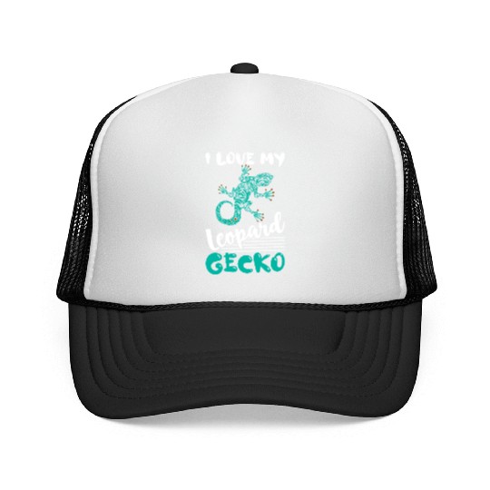 I Love My Leopard Gecko Lizard Lover Reptile Trucker Caps