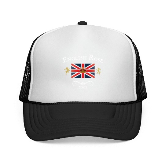 English Rose Union Jack Flag England British Brita Trucker Caps