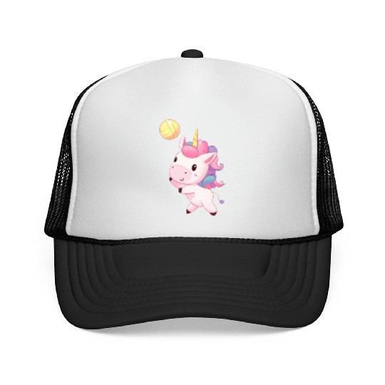 Cute Unicorn Playing Volleyball Trucker Caps