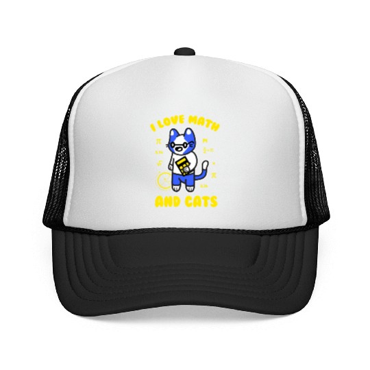 I Love Math And Cats Pi Day Teacher Cat Trucker Caps