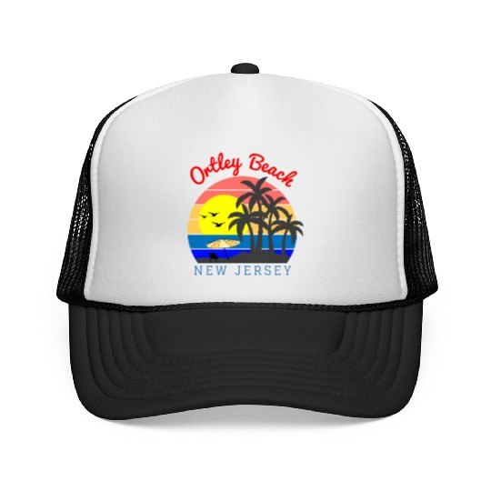Ortley Beach New Jersey Beach Sunset Trucker Caps