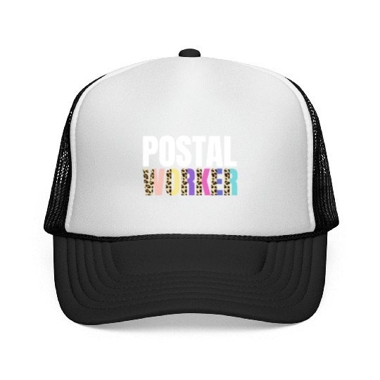 Postal Worker Leopard Design Trucker Caps