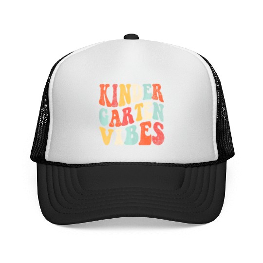 Kindergarten Vibes Funny Back to School Cute Teach Trucker Caps