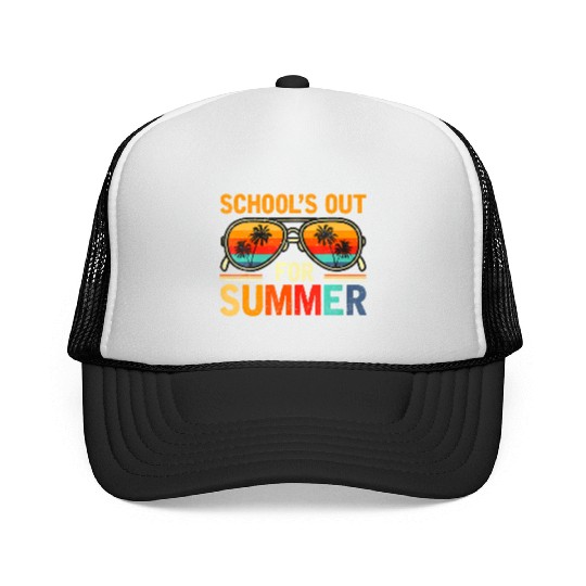 Last Day Of School Schools Out For Summer Teacher Trucker Caps