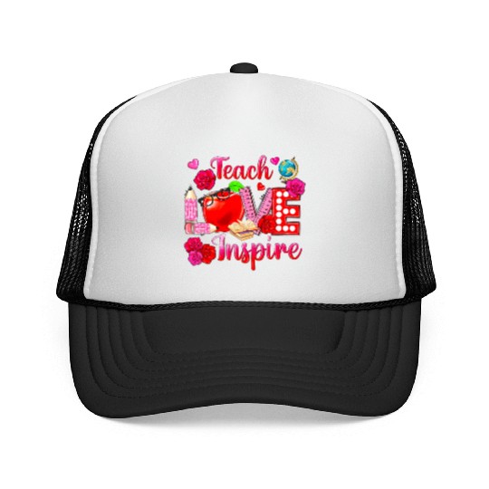 Teacher Love Inspire Floral Pencil Back To School Trucker Caps