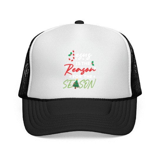 Jesus Is The Reason For The Season Candy Cane Trucker Caps