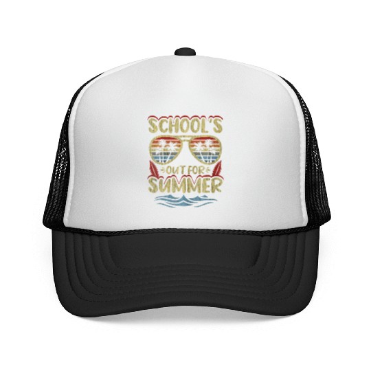 Last Day Of School Schools Out For Summer Teacher Trucker Caps