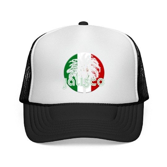 Jalisco Mexico Flag Native Palm Tree Mexican Trucker Caps