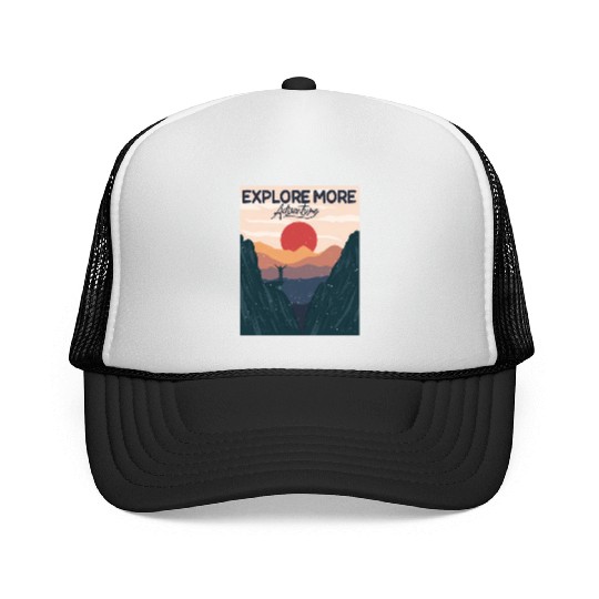 Adventure Explore More Sunset Hills Camping Mounta Trucker Caps
