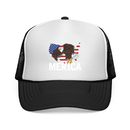 Us Flag Merica Pride Patriot Proud American Bald Trucker Caps
