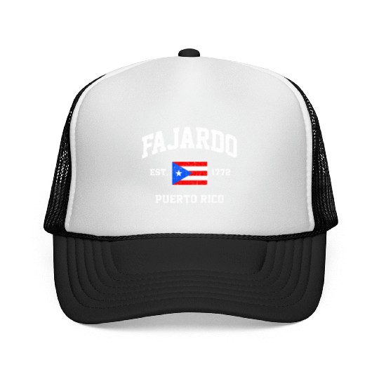 Fajardo Puerto Rico Boricua Flag Athletic Style Trucker Caps