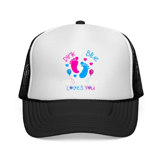 Pink Or Blue Great Grandpa Loves You Gender Reveal Trucker Caps