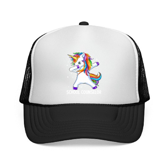 School Counselor Dabbing Unicorn Back To School Fu Trucker Caps