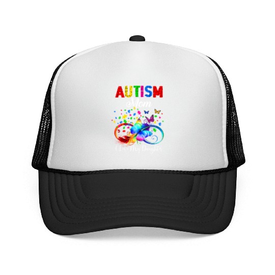Butterfly Autism Mom I Love My Daughter Support Trucker Caps