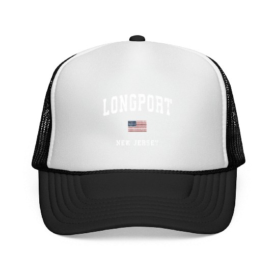 Longport New Jersey Nj American Flag Sports Trucker Caps