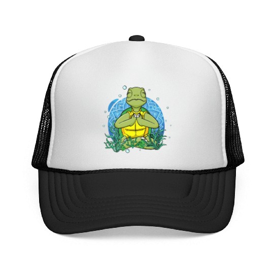 Meditating Sea Turtle Gift Yoga Zen Meditation Trucker Caps
