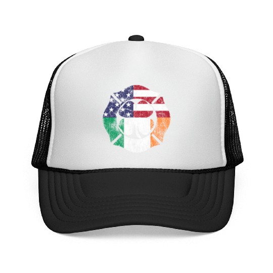 Firefighter St Patric Day Irish American Flag Trucker Caps