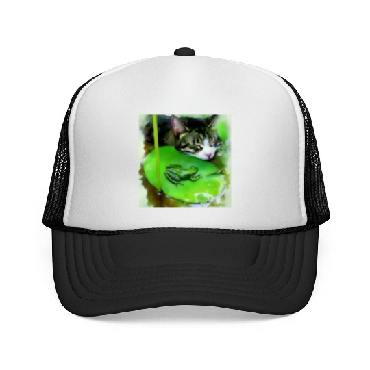 Unlikely Friends - Cat and Frog Trucker Caps