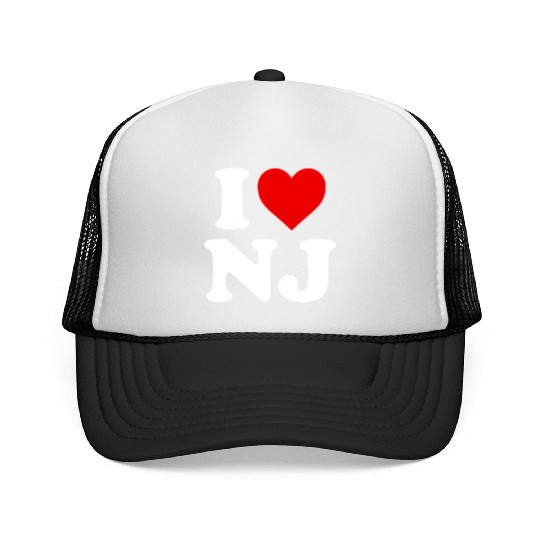 I Love Nj Heart New Jersey Trucker Caps