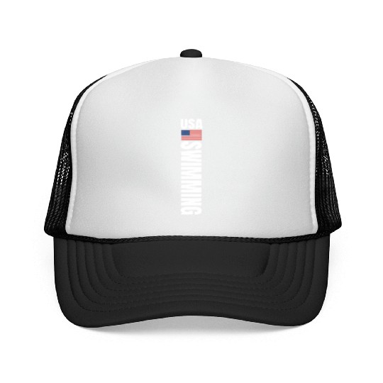 Usa Swimming American Flag Swim Sport Team Trucker Caps