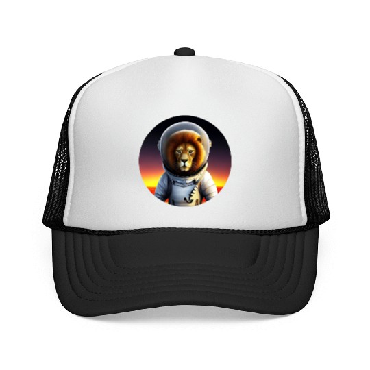 Astronaut lion at sunset Trucker Caps