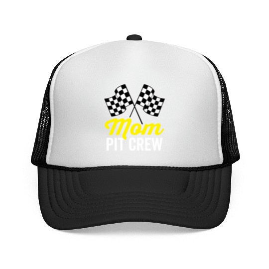 Mom Pit Crew For Racing Party Costume Trucker Caps
