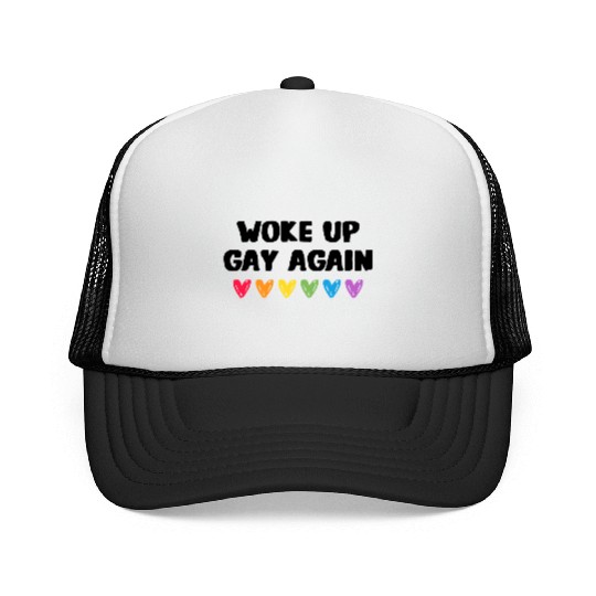 Woke Up Gay Again LGBTQ Gay Pride Month Trucker Caps