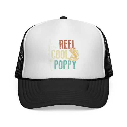 Reel Cool Poppy Fishing Grandpa Fathers Day Fisher Trucker Caps