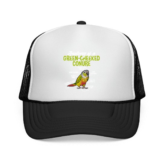 Green Cheek Conure Parrot Anatomy Of A Trucker Caps