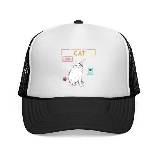 Funny Weird Cat Meme Smiling Anatomy of A Cat Trucker Caps