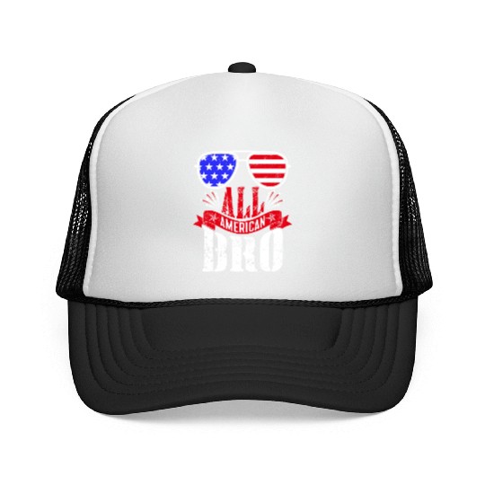 All American Bro Independence Day US Patriot Trucker Caps