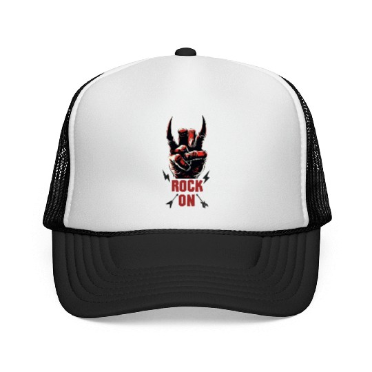 Rock music hand devil horns rock musician Trucker Caps