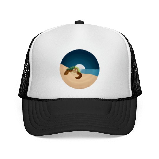 Night Serenity: Sea Turtle by the Moon Trucker Caps