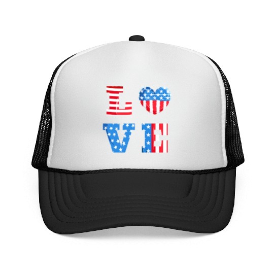 LOVE America Independence Day USA Patriots Trucker Caps