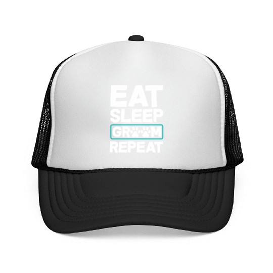 Eat Sleep Groom Repeat Dog Groomer Pet Stylist Trucker Caps