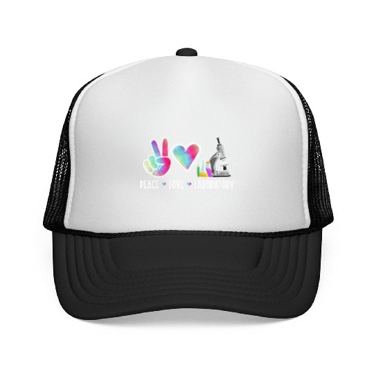 Lab Technologist Peace Love Laboratory Trucker Caps