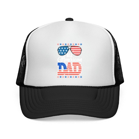 All American Dad Usa Sunglasses Flag Father's Day Trucker Caps